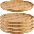 JOIKIT 5 Pack 12 Inch Bamboo Round Platter, Fine Polished Round Wood Plates Bamboo Serving Tray for Holding Fruit, Bread, Cheese, Nut, Coffee, Tea, Plant Saucer