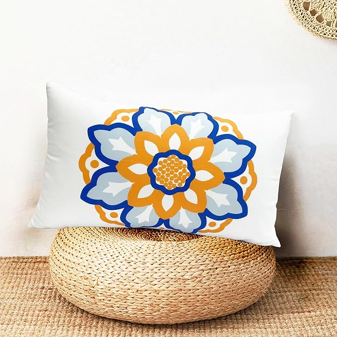 Decorative Throw Pillow Covers Set of 2 Dahlia Floral Pillow Covers 12x20 inch Super Soft Short Plush Square Throw Pillows,Farmhouse Outdoor Pillow Covers for Couch Sofa Bed Living Room