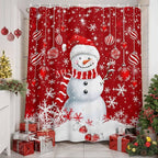 Vandarllin Christmas Shower Curtain, Snowman Shower Curtains Set with Hooks, Snowflake Red Christmas Balls Waterproof Bathroom Curtains Xmas Holiday Decor Home Accessories,72 X 84 Inch Extra Long
