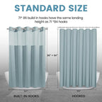 Fog Blue Long No Hook Shower Curtain with Snap in Liner,230GSM Waffle Weave Shower Curtains for Bathroom,71W x 86H