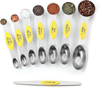 Spring Chef Magnetic Measuring Spoons Set, Dual Sided, Stainless Steel, Fits in Spice Jars, Yellow, Set of 8, 2 Pack