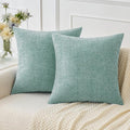 MIULEE Pack of 2 Couch Throw Pillow Covers 20x20 Inch Soft Aqua Green Chenille Pillow Covers for Sofa Living Room Solid Dyed Pillow Cases