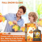 12.5'' Fall Snow Globe Lantern - Thanksgiving Glittering Lighted Lantern, Fall Decorations Autumn Harvest Day Gifts, Home Fall Halloween Decor (Scarecrow &Turkey)