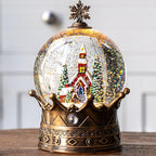 Christmas Snow Globe Lantern Water Glittering Churche Crown with Music, USB Lined/Battery Operated Lighted Lantern for Christmas Festival Decoration Gifts