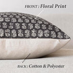 Foindtower Set of 2 Decorative Neutral Body Lumbar Throw Pillow Covers Vintage Accent Farmhouse Cushion Covers Boho Floral Home Decor for Sofa Couch Chair Bedroom Living Room,14×36 Inch,Black