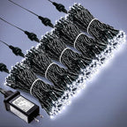 JMEXSUSS 500 LED White Christmas Lights Outdoor Indoor, Green Wire Christmas Tree Lights Plug in, 8 Modes Waterproof White String Lights for Xmas Wedding Party Garden