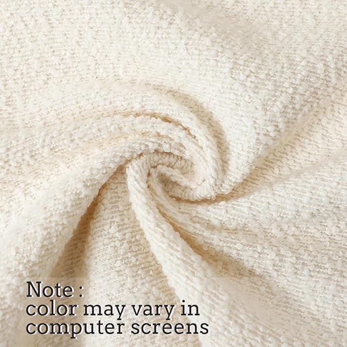 Jeneoo Ivory Decorative Square Thick Throw Pillow Covers Fine Textured Boucle Couch Cushion Cases for Home Livingroom Sofa Decor, Set of 2, 18 x 18 Inch