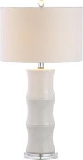 JONATHAN Y JYL3015C Tiki 26.5" Ceramic LED Table Lamp Contemporary Traditional Bedside Desk Nightstand Lamp for Bedroom Living Room Office College Bookcase LED Bulb Included, White