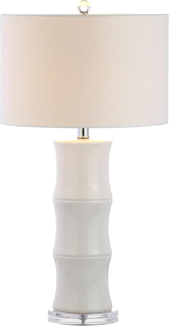 JONATHAN Y JYL3015C Tiki 26.5" Ceramic LED Table Lamp Contemporary Traditional Bedside Desk Nightstand Lamp for Bedroom Living Room Office College Bookcase LED Bulb Included, White