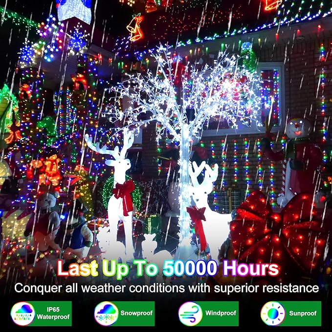 492FT Outdoor Christmas Lights, 1300 LED Super Long String Lights 8 Lighting Modes & Timer Memory, Outsite Waterproof Light Strings for Xmas Tree Garden Wedding Party Holiday Decorations Multicolor