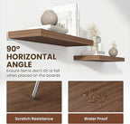 24 Inch Floating Shelves, 12 Inch Deep Floating Shelves for Wall, Floating Shelf with Invisible Brackets, Deep Shelves for Bathroom, Bedroom, Living Room, 2 Pack, Walnut