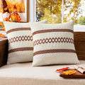 MIULEE Set of 2 Rust Fall Decorative Pillow Covers 18x18 Inch Farmhouse Rustic Boho Couch Throw Pillows Modern Cotton Cushion Covers Retro Cute Macrame Woven Home Decor for Bed Sofa Chair