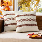 MIULEE Set of 2 Rust Fall Decorative Pillow Covers 18x18 Inch Farmhouse Rustic Boho Couch Throw Pillows Modern Cotton Cushion Covers Retro Cute Macrame Woven Home Decor for Bed Sofa Chair