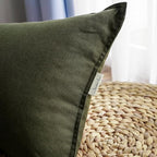 Jeanerlor Solid Cotton Linen Decoration Toss Throw Pillow Sham Cushion Case Special Pillow Cover Delicate Decorative Pillowcase for Bed/Chair/Couch, 18"x18"(45 x 45cm), Olive Green