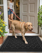 Color&Geometry Large Front Door Mat Outside Entrance, Heavy Duty Non Slip Low Profile Doormat for Entryway, Trap Dirt and Moisture Welcome Mats All-Weather, Easy Clean, Patio, Garage, 48"x72" Black