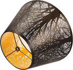 Metal Lamp Shade, ALUCSET Barrel Lampshade with Pattern of Trees Lampshades for Table Lamp, Metal Lamp Shades 7" Top x 13" Bottom x 7.8" High Spider Fitter, Bronze Gold