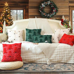 GEEORY Christmas Pillow Covers 20x20 Inch Set of 2, Christmas Decorations Xmas Tree Soft Plush Fluffy Faux Fur Decorative Throw Pillows Farmhouse Winter Cushion Case Green Brown GC033-20