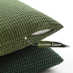 MIULEE Natural Green Pillow Covers 18x18 Inch Set of 4 Modern Nordic Neutral Throw Pillows Forest Inspired Soft Corduroy Summer Couch Pillowcases Home Decor for Sofa Living Room Bed