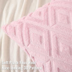 decorUhome Couch Throw Pillow Covers 24x24 Set of 2, Decorative Soft Plush Faux Wool Neutral Accent Pillow Covers for Bed Sofa Living Room, Light Pink