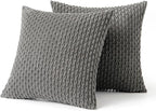 MIULEE Pack of 2 Decorative Throw Pillow Covers 20x20 Inch Soft Boho Striped Textured Corduroy Pillow Covers Modern Farmhouse Home Decor for Couch Bed Sofa Living Room Dark Grey