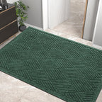 Sturdy Front Door Mat, Absorbent Muddy Dirt Resist Welcome Door Mats Outdoor Indoor, Stain and Fade Resistant, Non-Slip Rubber Backing Low Profile Doormat for Entryway, 47×32, Green