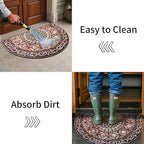 Door Mat Welcome Mat, Heavy Duty Outside Door Mat 23.6 x 35.4 Inch Round Front Door Rug Doormat for Entrance Home Non-Slip Rubber Rug for Front Door, Entryway, Patio (Brown)