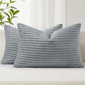 Simmore Decorative Fall Throw Pillow Covers 12x20 Set of 2, Soft Natural Plush Flannel Double-Sided Fluffy Lumbar Pillow Covers for Couch Sofa Living Room, Grey