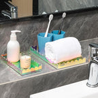 2 Pack Iridescent Acrylic Bathroom Vanity Tray 7.9" and 9.6",Colorful Soap Dispenser Decorative Scalloped Tray for Bathroom Kitchen Living Room Decor Vanity Perfume