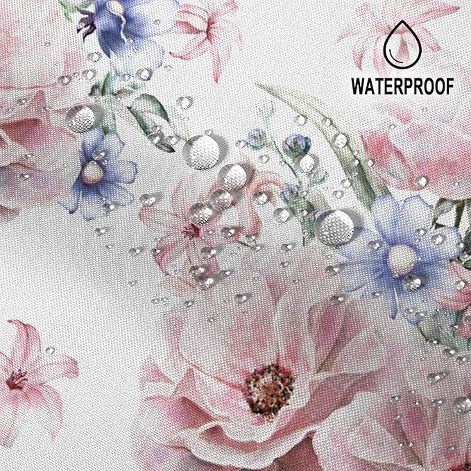 Colorful Floral Shower Curtain Watercolor Flower Modern Design Bathroom Curtain Girls Pretty Plant Decor Shower Curtain with Hooks Waterproof Polyester Fabric 60x72 Inch