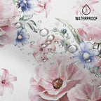 Colorful Floral Shower Curtain Watercolor Flower Modern Design Bathroom Curtain Girls Pretty Plant Decor Shower Curtain with Hooks Waterproof Polyester Fabric 72x96 Inch
