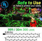 KNONEW Outdoor Christmas Lights 300 LED 99ft String Lights 8 Modes & Memory Fairy Light Plug in Waterproof LED String Lights for Xmas Yard Tree Wedding Party Holiday Decorations(Green)