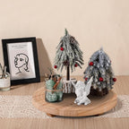Round Decorative Tray Framhouse Bathroom Decor Wood Riser Kitchen Countertop Organizer for Perfume, Candle, Plant, 12 inch Burlywood