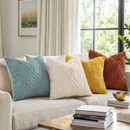 decorUhome Throw Pillow Covers 16x16 Inch Set of 2, Soft Plush Decorative Faux Fur Mustard Yellow Solid Couch Pillow Covers, Accent Farmhouse Neutral Square Euro Pillow Cases for Sofa Bed Living Room