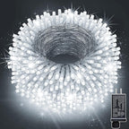 KNONEW 197FT 500 LED Christmas Lights Outdoor String Lights 8 Modes & Memory Fairy Light Plug in Waterproof LED String Lights for Xmas Yard Tree Wedding Party Holiday Decorations (Cool White)