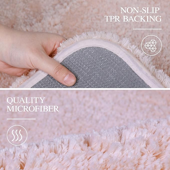 Walensee Large Bathroom Rug (24 x 40, Dusty Pink) Extra Soft and Absorbent Shaggy Bath Mat Machine Washable Microfiber Non Slip Luxury Floor Mat