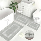 Gray Bathroom Rugs 24x47, Non Slip Washable Bath Mats,Super Soft Microfiber Bathroom Runner, Plush Fluffy Absorbent Bath Rugs for Sink Tub Basin Shower Floor