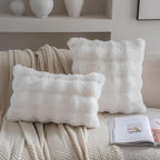 Neelvin Cream White Faux Fur Cozy Soft Double-Sided Decorative Throw Pillow Covers 16x16 inch Set of 2,Velvet Pillowcase Cushion Case for Sofa Couch