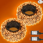 2 Pack Halloween Lights Outdoor, Total 200FT 600 LED Orange String Lights for Outside with 8 Modes Waterproof, Plug in Halloween Decorations for Indoor Bedroom Patio Garden Party Holiday