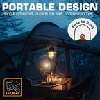 EverBrite LED Camping Lantern Pack of 2, USB C Rechargeable Lantern with 3 Light Modes, Vintage Outdoor Lanterns with Power Bank Function for Power Outages, Hurricane, Emergency, Fishing