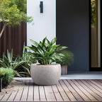 Kante 15.7" Dia Round Concrete Planter, Outdoor/Indoor Large Bowl Plant Pots with Drainage Hole and Rubber Plug for Garden Patio Balcony Home, Light Gray