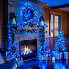 Christmas String Lights Plug in,33FT 100 LED String Lights with 8 Modes & Timer, Xmas Decorations for Trees Wreath, Outdoor Indoor Yard Garden Party Decor, Blue