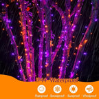 Halloween String Lights Plug in,33FT 100 LED String Lights with 8 Modes & Timer, Halloween Decorations for Party Carnival Supplies, Outdoor Indoor Yard Garden Decor, Purple & Orange