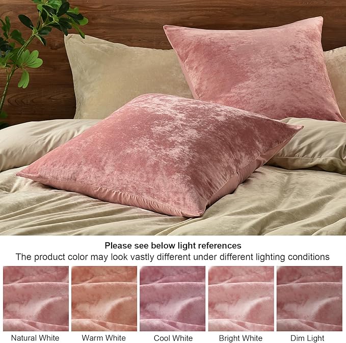 PHF Truly Velvet Euro Sham, 26"x 26",No Insert, 2 Pack Color Gradient Euro Throw Pillow Covers, Ultra Soft Cozy European Pillow Covers for Luxurious Home Decorative, No Shedding, No Pilling, Pink