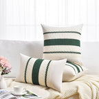 Fancy Homi Set of 2 Dark Green Boho Decorative Throw Pillow Covers 20x20 Inch for Couch Bed Sofa Bedroom Indoors, Modern Farmhouse Vintage Forest Green Living Room Decor