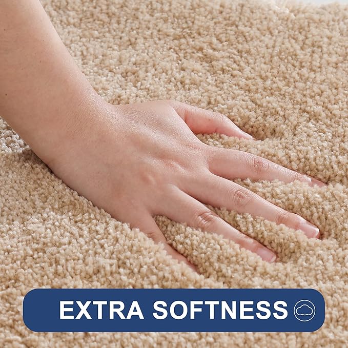 COSY HOMEER Bath Rugs for Bathroom Extra Thick - Anti-Slip Bath Mats Soft Plush Yarn Shaggy 100% Strong Mirco Polyeste Mat Living Room Bedroom Mat Floor Water Absorbent(Beige,24x36 - Inches)