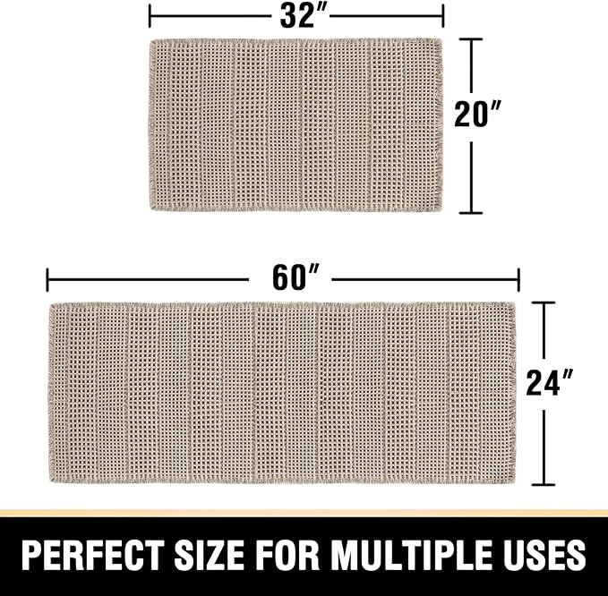 H.VERSAILTEX Waffle Bath Mat Super Absorbent Bathroom Mats Non Slip Bath Rugs for Bathroom Floor Machine Washable Ultra Soft Bathroom Rugs for Beside Tub, (32 x 20 Plus 24 x 60 - Inches, Irish Cream)