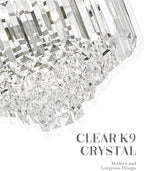 15'' Crystal Chandelier, 5-Tier Modern Chandelier with Matte Black Finish, Pendant Light for Dining Room Kitchen Island Bedroom Entryway, CC4215-5W-BK