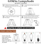 GO&S0 Set of 2 Medium Bell Lamp Shades Black,13.2" Octagonal Lampshade for Table Lamps,Floor Lamp Replac-6.5"x13.2"x10.6"(Spider) Modern Shade for Nightstand,Faux Silk Easy Assembly Required