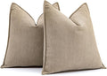 MIULEE Pack of 2 Khaki Decorative Pillow Covers 20x20 Inch Soft Chenille Luxurious Couch Throw Pillows Farmhouse Cushion Covers with Elegant Design for Sofa Bedroom Living Room Home Decor