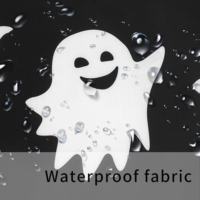 Metawu Halloween Shower Curtain Ghost Shower Curtains Sets Spooky Boo Bathroom Curtain for Kids Washable Waterproof Bathtubs Curtains 72"×72" with 12 Hooks Bathroom Decoration